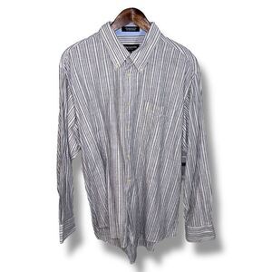 Guy Laroche Gray Striped Linen Button Up Shirt XL